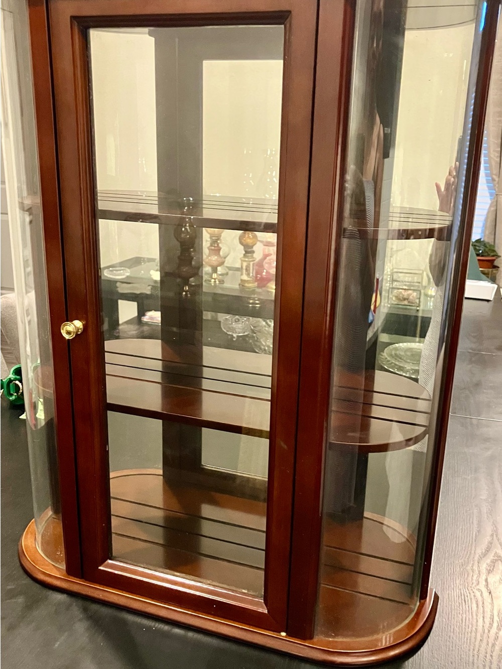Wooden Curio Display Cabinet in Dark Brown